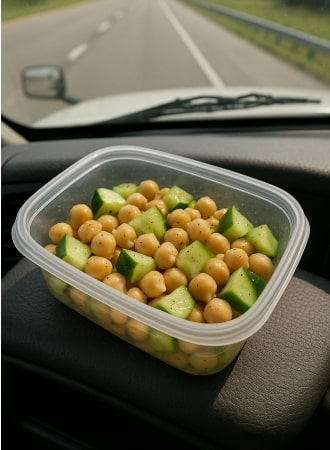 Chickpea Salad with Cucumbers, Olive Oil, and Lemon Juice