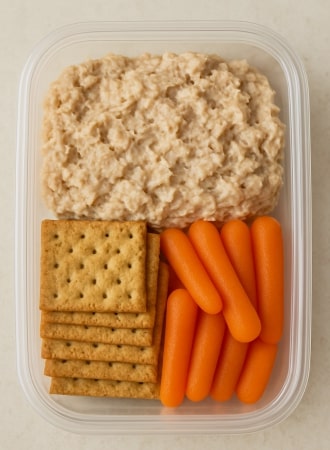 Tuna Salad with Whole Grain Crackers and Carrots